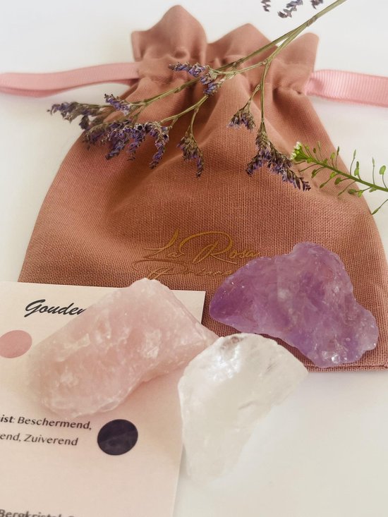 La Rosa Princesa Driehoek d'Or Pierres Précieuses Améthyste, Cristal de Roche Quartz Rose