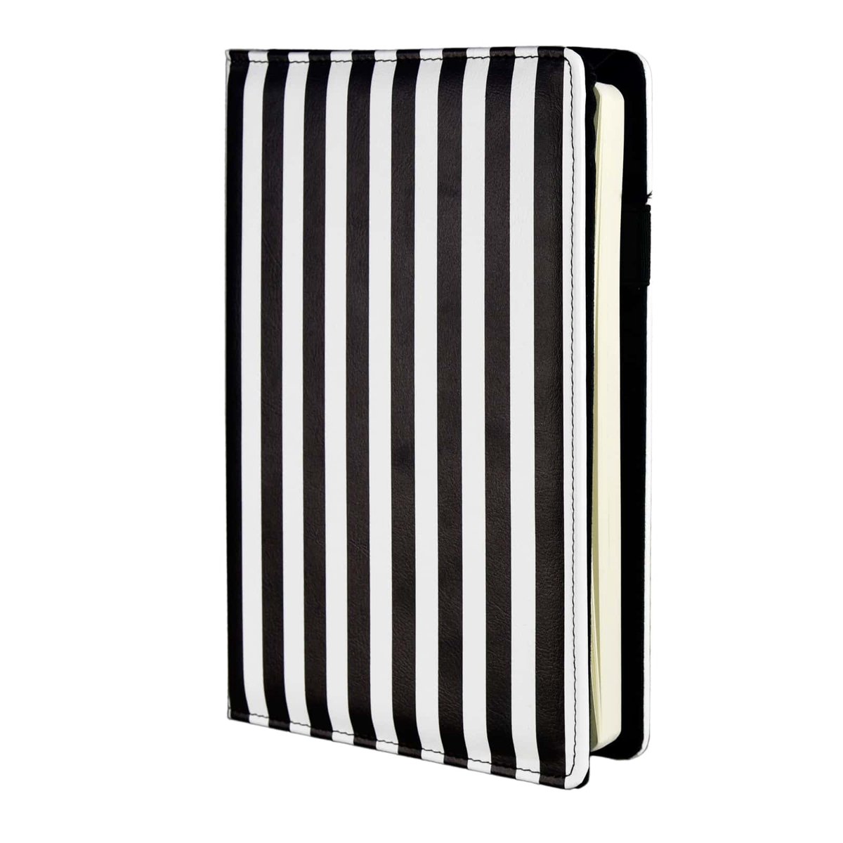 Zwart-wit gestreepte weekkalender A5 met uitneembaar inlegvel Print Stripes