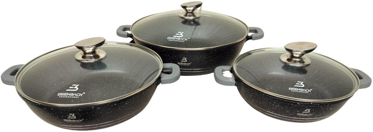 Eisenbach luxe pannenset 12 delig -hapjespannen - koekenpannen bakpan set stonetec-line