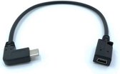 USB-C (m) haaks naar USB Mini B (v) adapter - USB2.0 - tot 1A / zwart - 0,25 meter