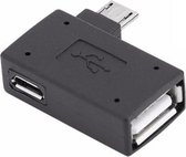Micro USB (m) naar USB-A (v) + Micro USB (v) OTG adapter - haaks naar rechts - USB2.0 / zwart