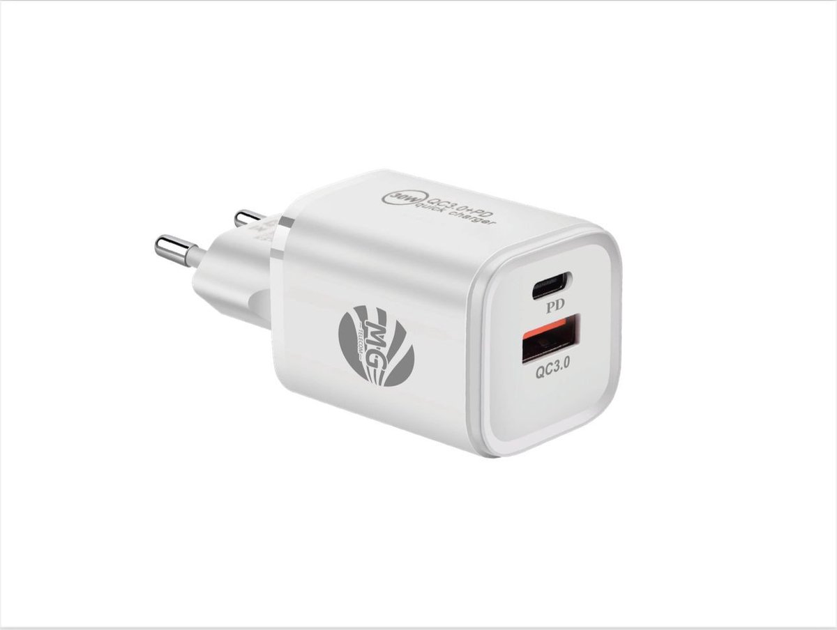 MG - Universeel Adapter MG-DLS31 - 30W - Super Fast Charging - Wit - 2 Poorten - 1x Type C 1x USB