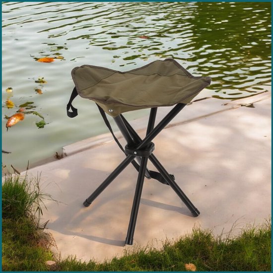 HIXA Vouwstoel - Visstoel - Viskrukje - Opvouwbare kruk - Campingstoel - Groen - 33x33x40cm - Polyester van Merkloos — afbeelding 5
