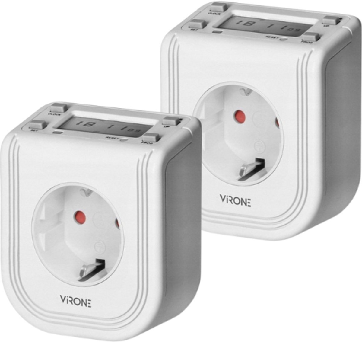 Set van 2 - Virone Elektronische Timer Stopcontact – Programmeerbaar tot 7 Dagen – 3680W – Wit