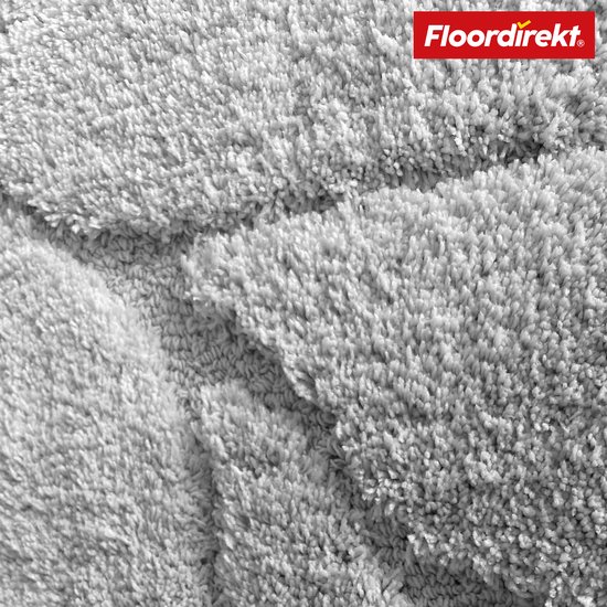 FLOORDIREKT Badmat Maris - Pluizige Badmat met Bladstructuur - Verkrijgbaar in verschillende Kleuren en Maten - Zilver - 40 x 60 cm