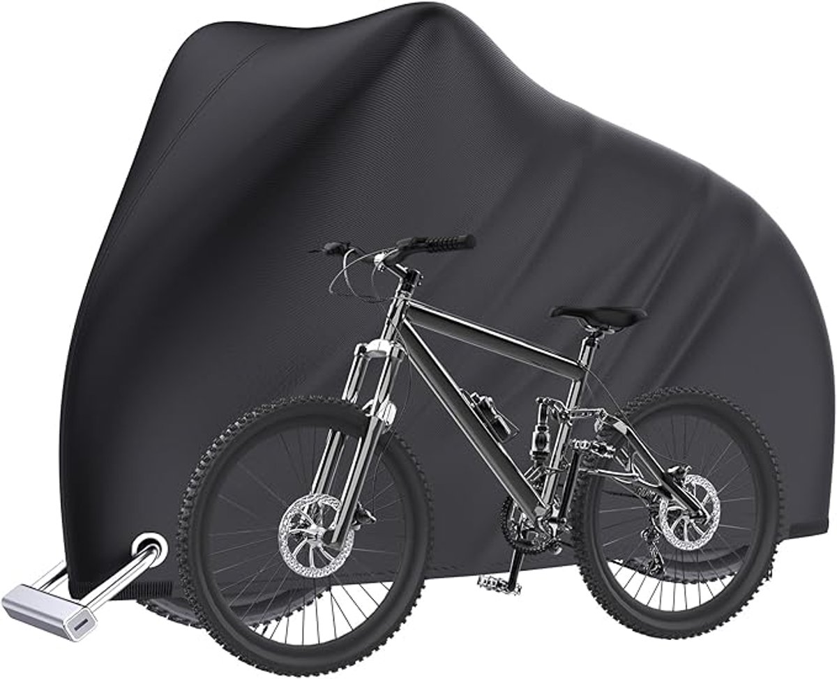S&Dshopline® Fietshoes, waterdicht, 190T fietshoes, beschermhoes met slotgaten, waterdichte bescherming tegen sneeuw, stof, regen, uv, 200 x 70 x 110 cm, met tas