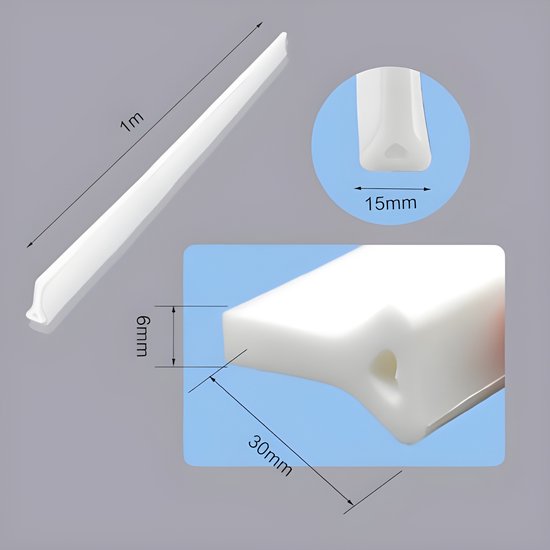 Barre De Seuil De Douche Silicone Autocollante 100cm - Séparation Humide Sec, Salle De Bain Cuisine, Blanc 1m Joint Anti Inondation 1 Mètre