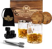 Whiskey Masters Luxe Whiskey Set - Incl. 2 Whiskey Glazen, 8 Whiskey Stones, 2 Onderzetters