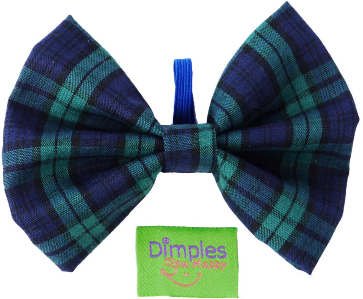 Blauwe Schotse ruit vlinderdas - DIMPLES Klein (9.5 x 5.5cm) vlinderstrik - zijden strik - rib – vlinderdassen vor honden en katten
