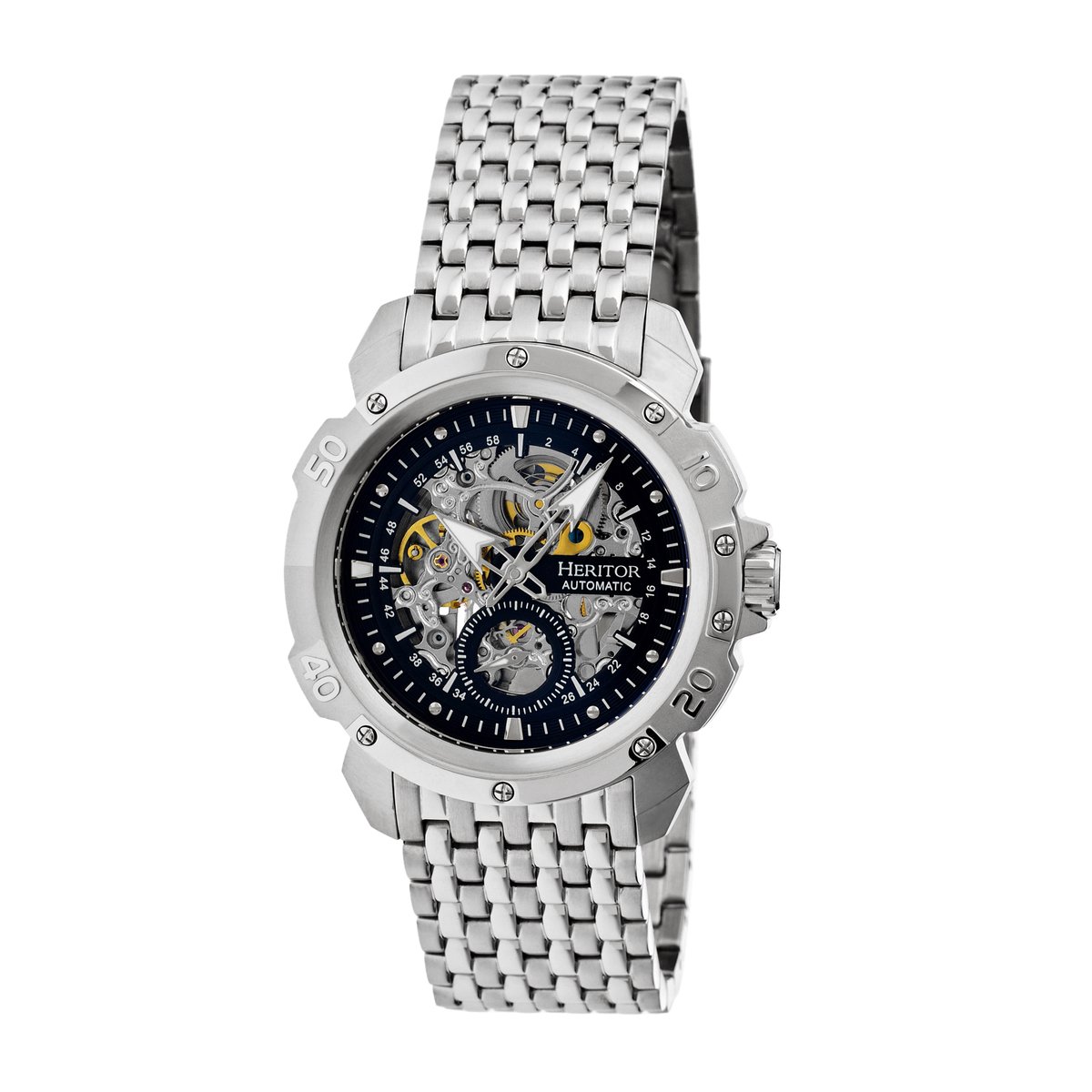 Heritor Automatic Conrad Skeleton Armbandhorloge - Zilver-Zwart