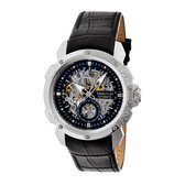 Heritor Automatic Conrad Skeleton leren band horloge - Zilver/Zwart
