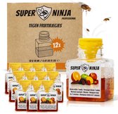 Piège à mouches des fruits Super Ninja - 12 pièges à mouches des fruits - Piège à insectes très efficace et écologique pour lutter contre les mouches des fruits - Piège à mouches des fruits instantanément efficace, respectueux de Environnement et sûr