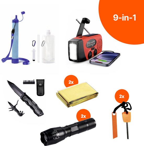 IMENGINE Noodpakket - 9 in 1 - Noodpakket Voor Thuis - camping ...