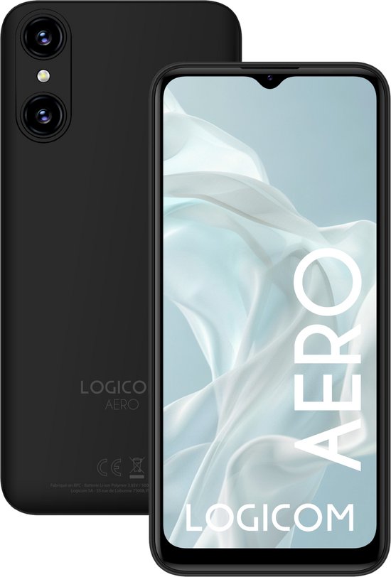 Logicom - Aero- Smartphone - 2GB Octa Core - 64GB+256GB - 16 Megapixel - Android 14 - 6,5inch - 4G - Zwart