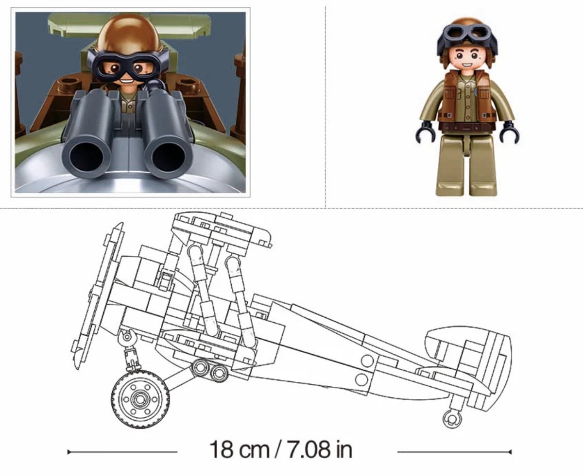Sluban ModelBricks Sopwith Camel vliegtuig bouwspeelgoed kinderen vanaf 8 jaar - Constructiespeelgoed modelbouw - bouwdoos met 293 bouwstenen - M38-B1293 — afbeelding 4