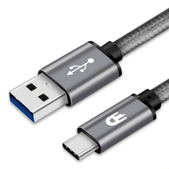 Drivv. USB naar USB C Kabel - Snellader - USB C naar USB A Oplaadkabel - Geschikt voor Samsung, iPhone 15 & Meer - 3 meter - Space Grey