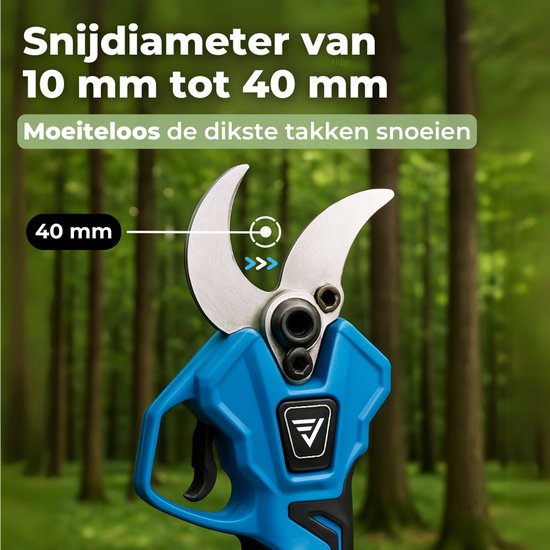 Visaly Elektrische Snoeischaar - 40mm Snijdiameter - Accu Snoeischaar - Takkenschaar - Heggenschaar - Incl. Opbergkoffer, Reserve messen en 2 Accu's van Merkloos	 — afbeelding 3