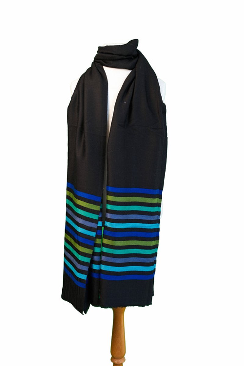 N3 Collecties Dames Zacht Effen Warme Paisley Geweven Sjaal/Stola: Zwart
