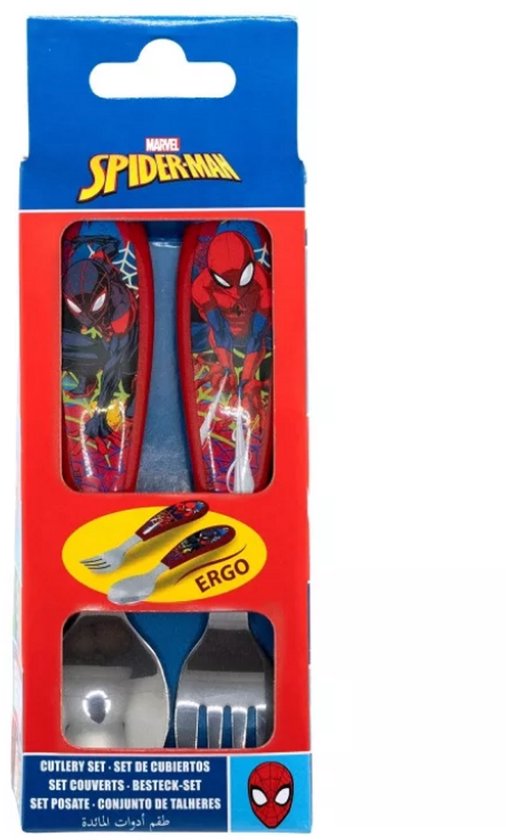 Spiderman Moving Target metalen ergonomische bestekset - 2 stuks