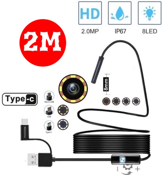 Draadloze Snake Camera WiFi Inspectie Camera 1200 P HD Endoscoop met 8 LED Licht Stijve Kabel Borescope voor iPhone Android Smartphone Tafel Ipad PC
