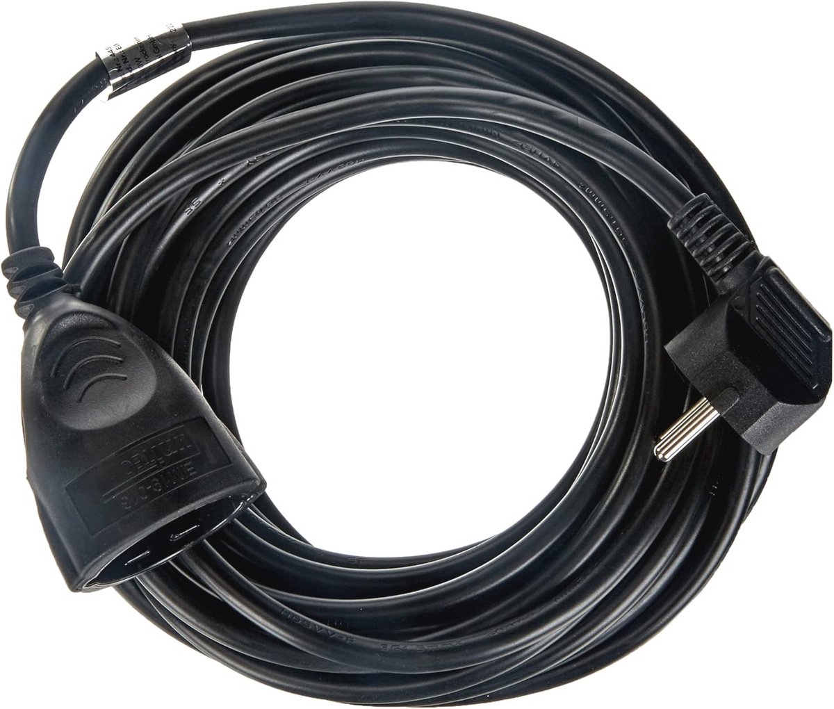 Schuko-verlengsnoer 10 meter H05VV-F 3G1,5 mm² IP 20 - Zwart