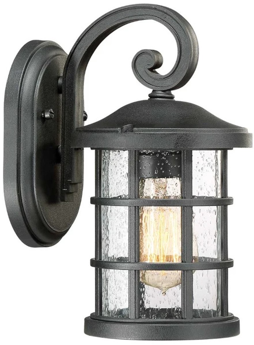 Landelijke Wandlamp - Steady Lighting - Kunststof - Landelijk - E27 - L: 15.3cm - Voor Buiten - Woonkamer - Eetkamer - Zwart