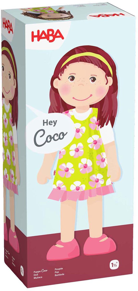 Haba Knuffelpop Coco Groen/roze 30 Cm — afbeelding 2
