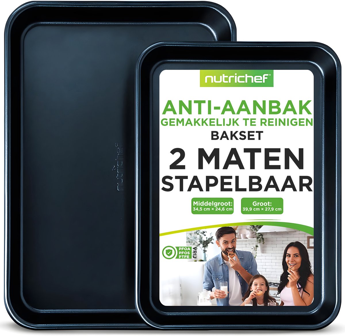 NutriChef - Bakplaat oven - 2-delige Anti-aanbak Bakplaat - Blauw