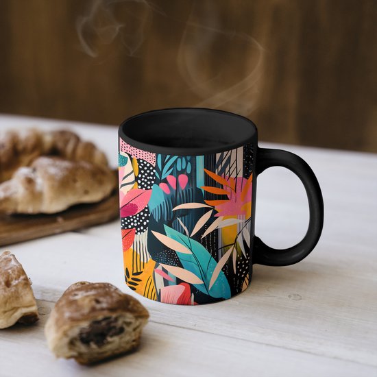 Tasse magique - Tasses photo sur tasses chauffantes - Tasse à café - Peinture - Abstrait - Fleurs - Rose - Tasse Magic - Tasse - 350 ml - Tasse à thé