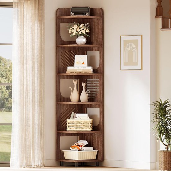 Tribesigns Plank, 175 cm hoog, industriële etagère met 6 niveaus, vrijstaande open planken, met 9 open planken voor boeken, tentoonstelling, kantoor, woonkamer, rustiek bruin Tribesigns Plank, 175 cm hoog, industriële etagère met 6 niveaus, vrijstaande open planken, met 9 open planken voor boeken, tentoonstelling, kantoor, woonkamer, rustiek bruin