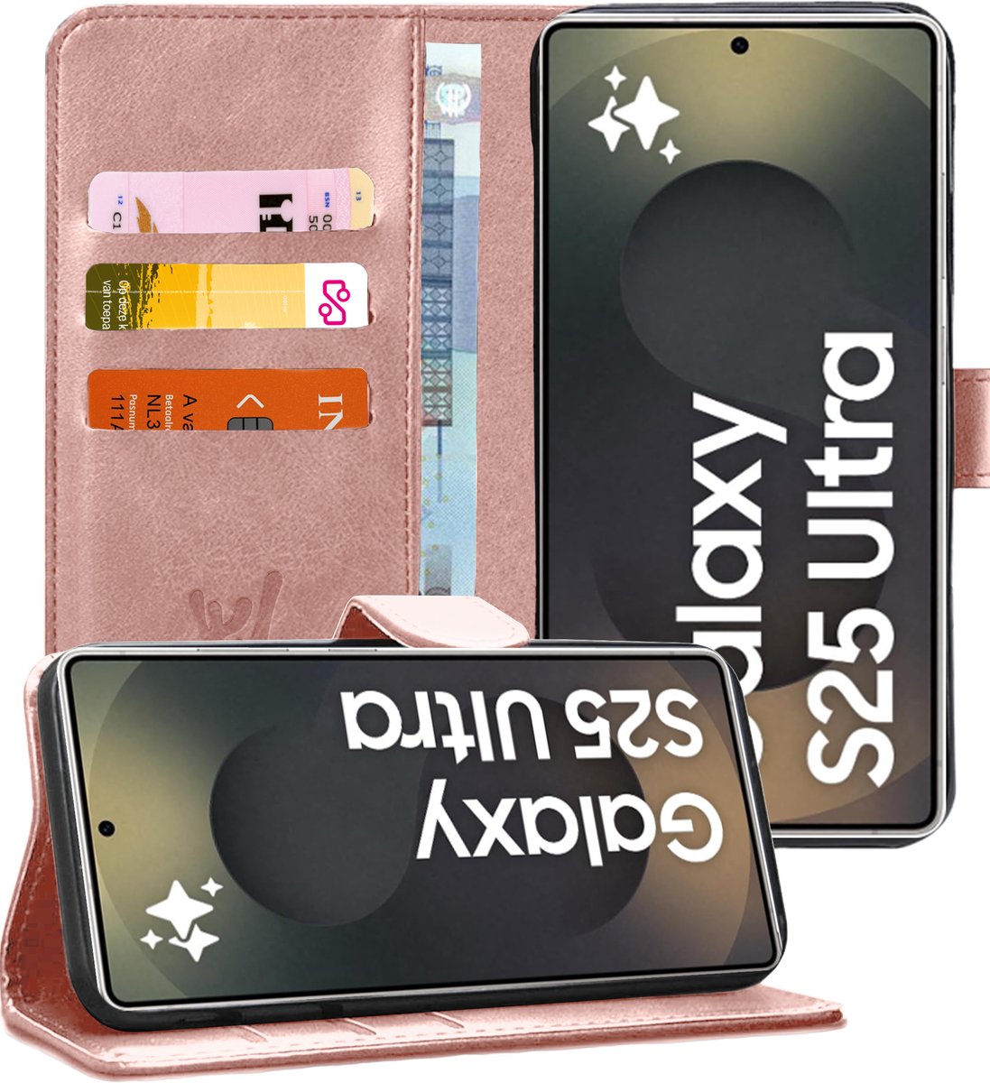 Hoesje geschikt voor Samsung Galaxy S25 Ultra - Portemonnee Book Case Rosegoud