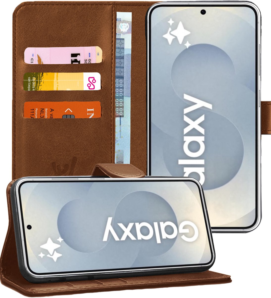 Hoesje geschikt voor Samsung Galaxy S25 Plus - Portemonnee Book Case Bruin