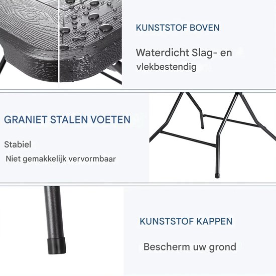 Klaptafel - Kampeertafel - Picknicktafel - Balkontafel - Tuintafel - Met Stalen Frame - Ideaal voor Feest, Keuken en Woonkamer - 80x80x74 cm — afbeelding 5