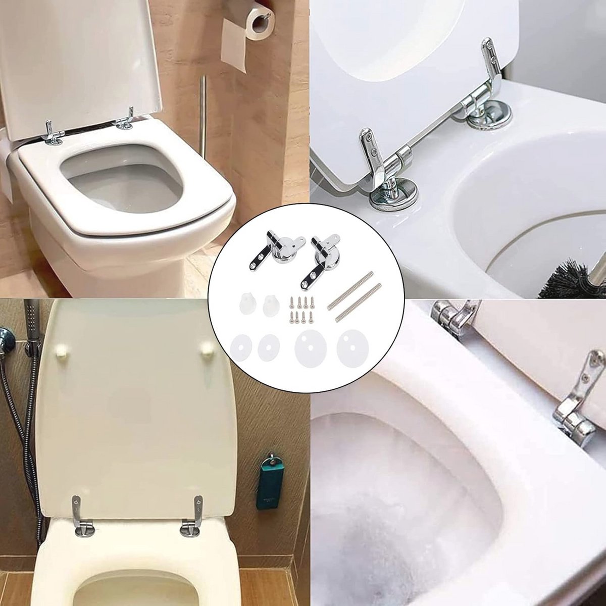 Universele Toiletbrilscharnieren van Roestvrij Zink Legering - Inclusief Bevestigingsmateriaal