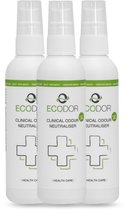 Ecodor EcoClinic - 3x 100ml spray - Reisformaat - Geur stoma verwijderen - de milieuvriendelijke oplossing voor nare geurtjes in de zorg - Vegan - Ecologisch - Niet geparfumeerd