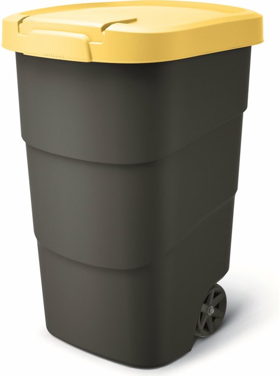 Prosperplast - Wheeler - Grote Afvalbak met wielen 90L - Bruin / Kunststof