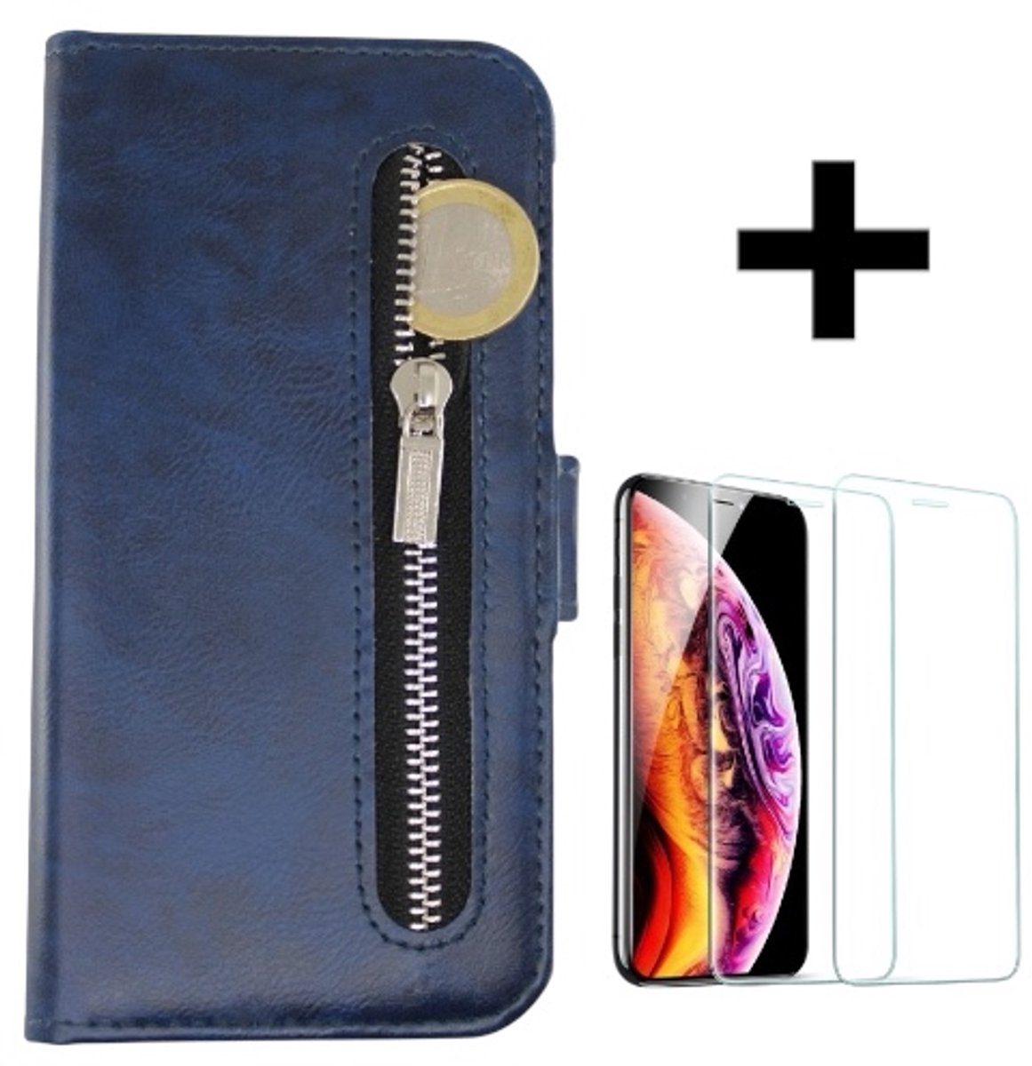 Rico Vitello Rits Wallet case Geschikt voor Apple iPhone 11/iPhone 11 hoesje/iphone 11 book case + gratis screenprotector kleur Blauw
