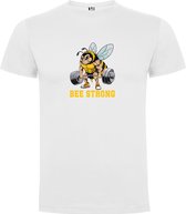 T-shirt Wit avec impression colorée « Sois Strong – Musculation – Haltères – Sport – Humour – Persévère – N’abandonne pas » – Taille XL