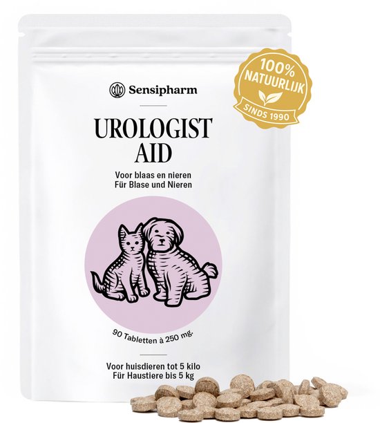 Sensipharm Urologist Aid voor Kat, Hondje, Cavia, Konijn - Bij Blaasontsteking, Blaasgruis, Struviet, Oxalaat & Nierstenen - 90 Tabletten à 250 mg
