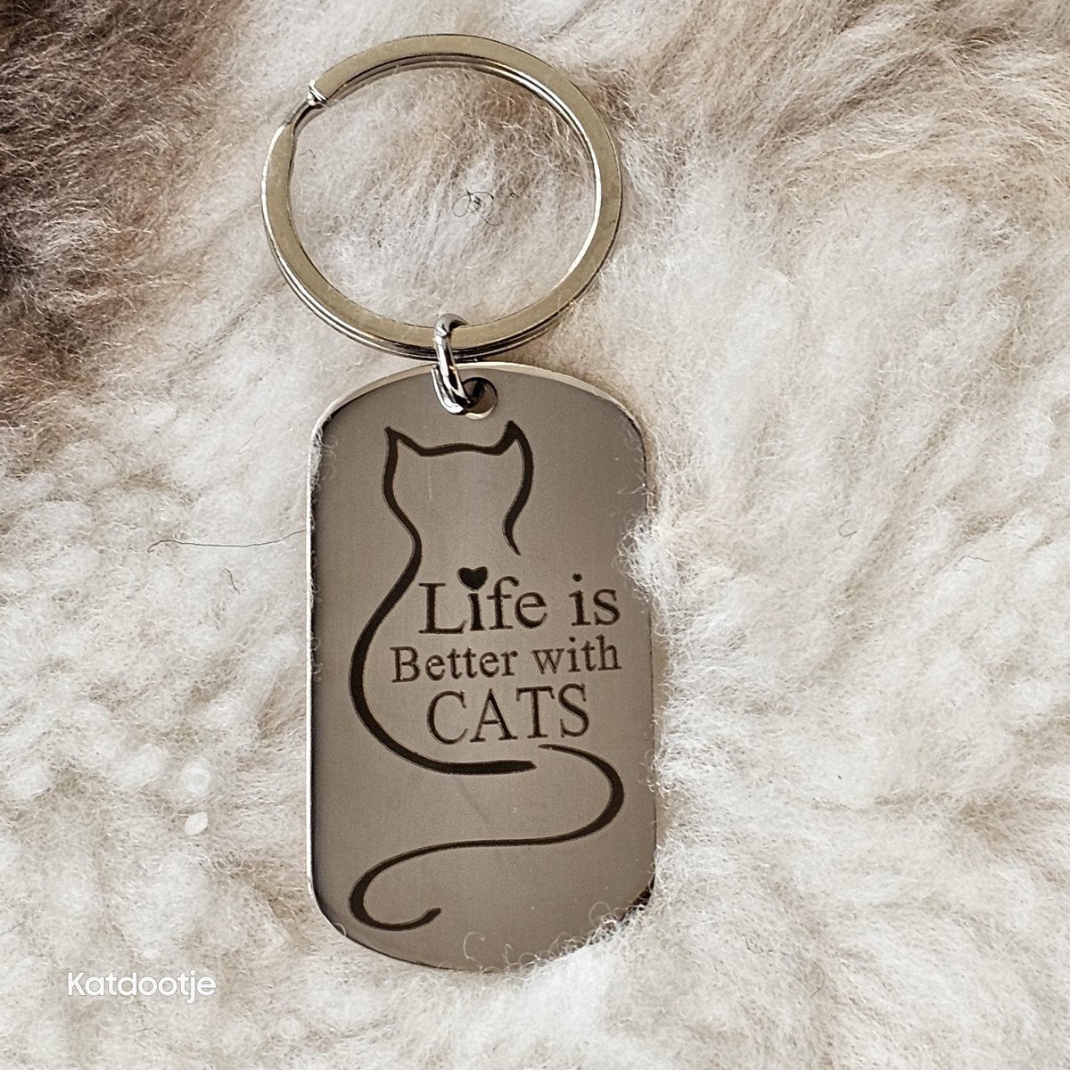 Katdootje - Sleutelhanger - Life is better with cats