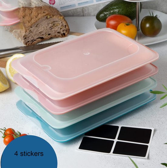 TATAY Vleeswaren Bewaardoos Fresh | Set van 3 Standaard | Koelkast Bakjes | Afneembaar Deksel, Stapelbaar | Geschikt voor Vriezer, Magnetron en Vaatwasser | BPA-vrij, 17x3,2x25,2cm, Mintgroen