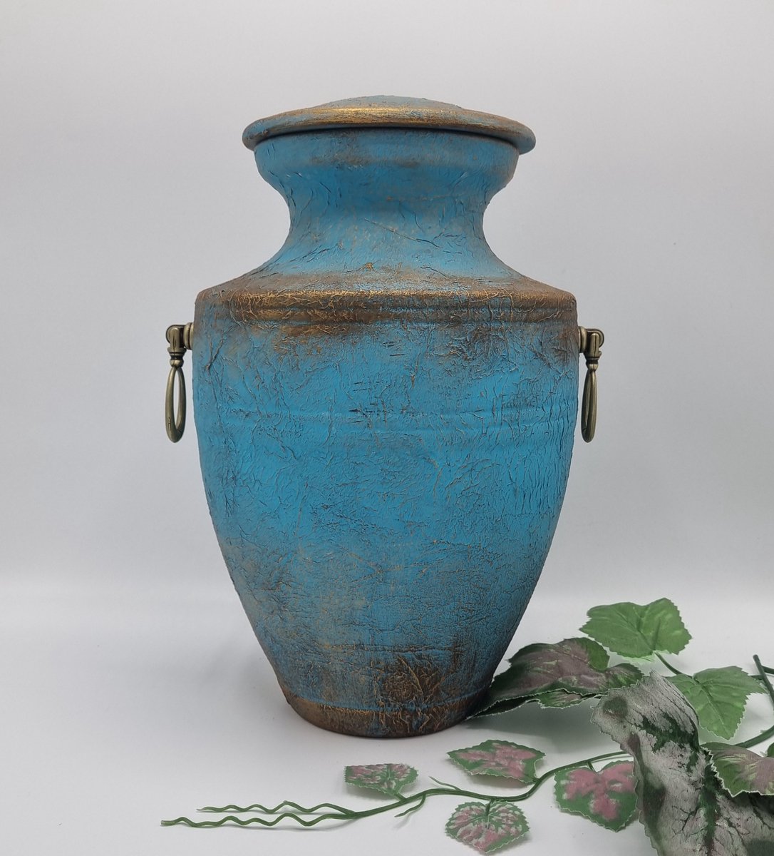 Urn - Keramiek - Turquoise - Goud - Urn voor as - 4 liter - KERA 07