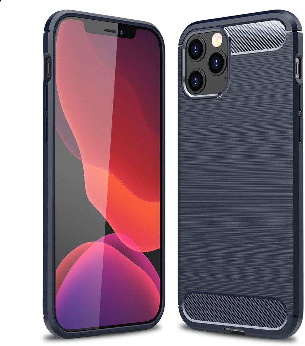 Mobiq Carbon Look Hoesje geschikt voor iPhone 13 - Flexibele TPU Case