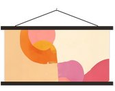 Posterhanger incl. Poster 120x60 cm - Schoolplaat - Vormen - Abstract - Kleurrijk - Textielposter - Zwarte latten