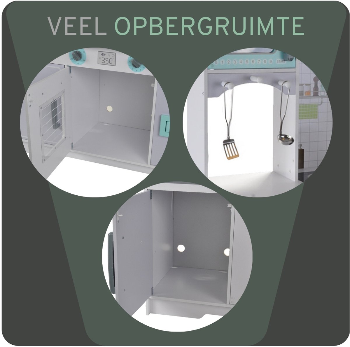 Bandits & Angels Houten Kinderkeuken Dream Kitchen Grijs vanaf 3 jaar voor Jongens en Meisjes - Aanrechthoogte 50 cm - incl. 5 Accessoires - Kinder Keuken - Keukentje Hout — afbeelding 8