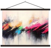 Posterhanger incl. Poster 150x113 cm - Schoolplaat - Dynamisch - Abstract - Kleurrijk - Zwart - Textielposter - Zwarte latten