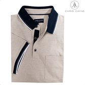 Chris Cayne heren poloshirt - XXL - zand - two tone - gemeleerd - borstzak - luxe polo - 100 % Katoen
