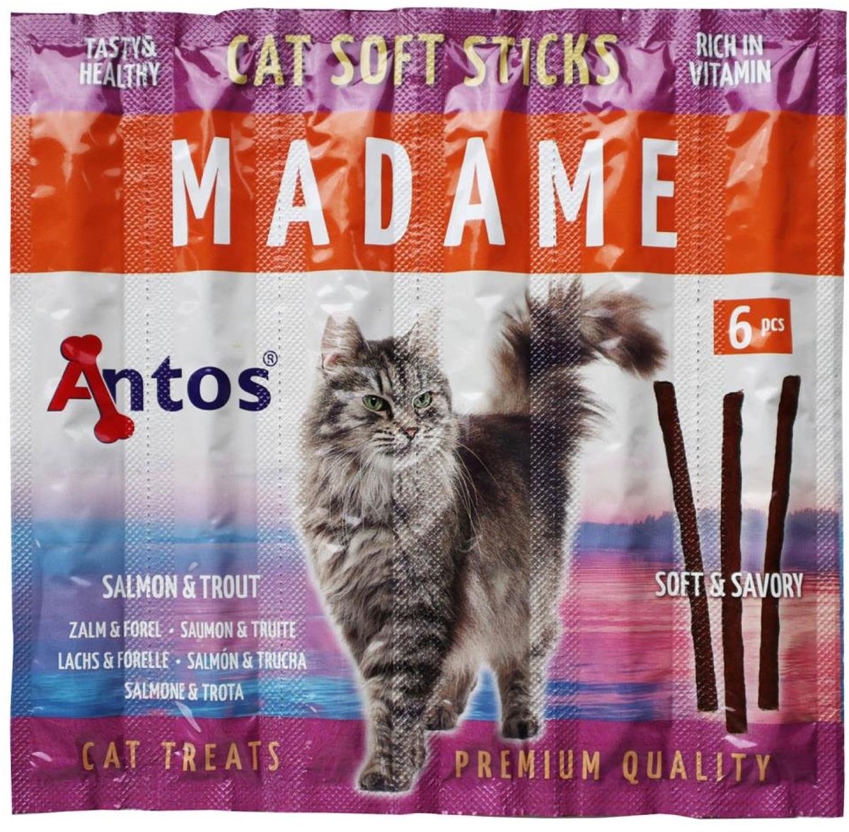 Antos Kattensnacks - Zachte Sticks Zalm & Forel 30g - Zonder Suikers, Met Taurine