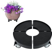 NAIZY Support à plantes rond réglable de 39 à 52 cm, capacité de charge de 300 kg, support à plantes avec roulettes rotatives à 360°, Zwart