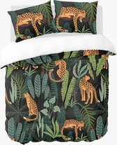 Y-NOT - Jungle Leopard - Dekbedovertrek - Katoen - Tweepersoons - 200x200/220 cm - Groen, Multi